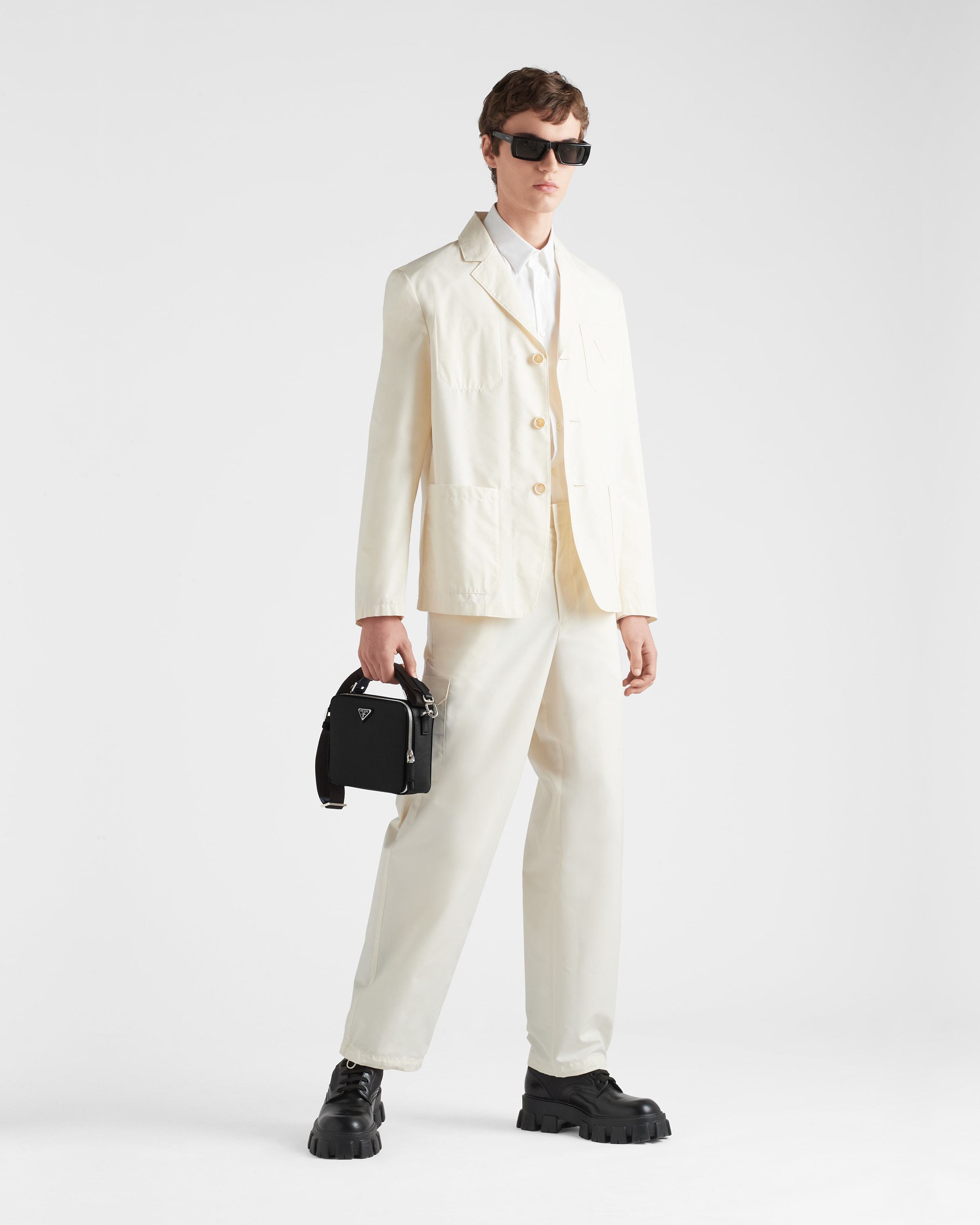 Prada Single-breasted Cotton Coat In Nude