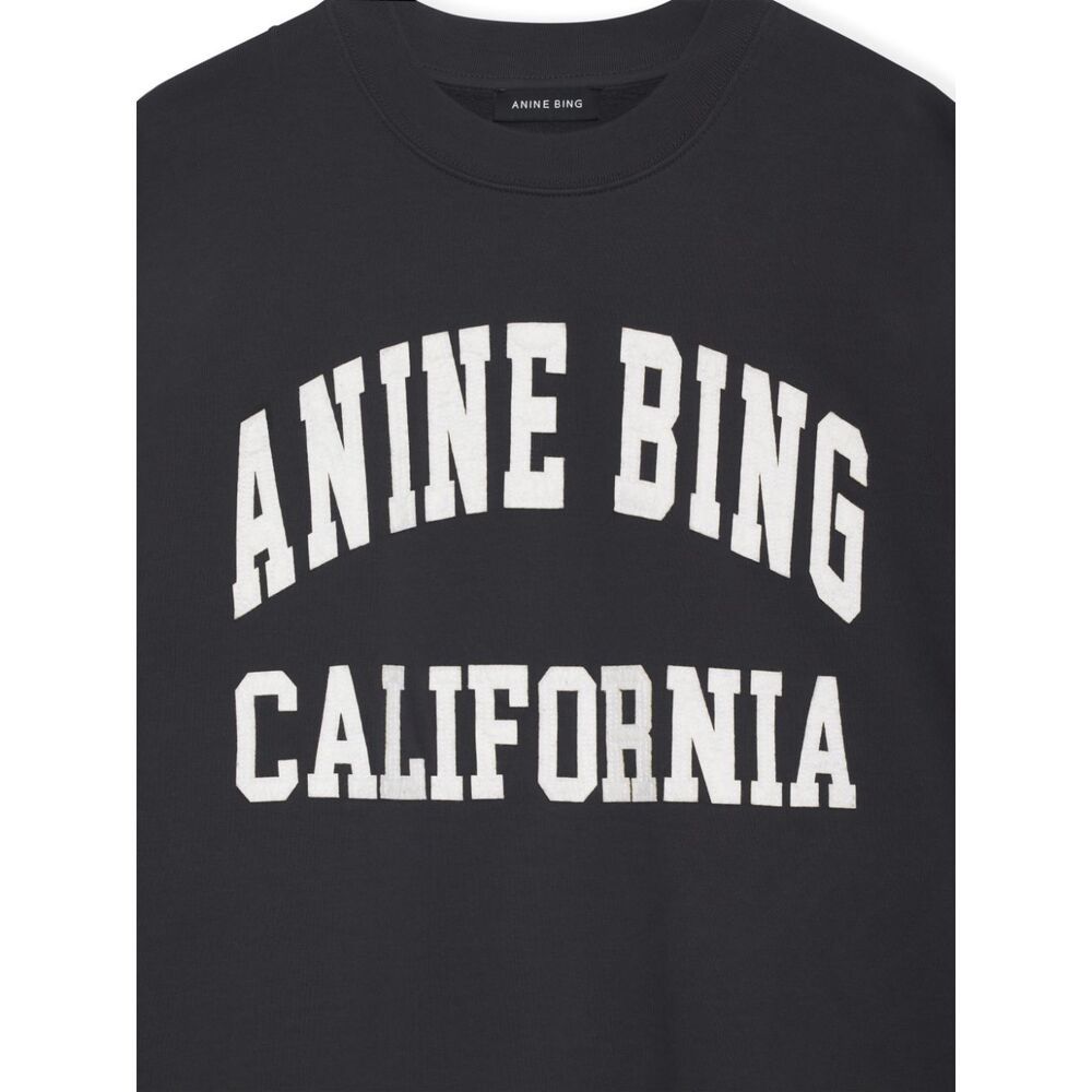 Anine Bing Miles Relaxed-fit Oversized Cotton Sweatshirt With Contrasting Logo In Black