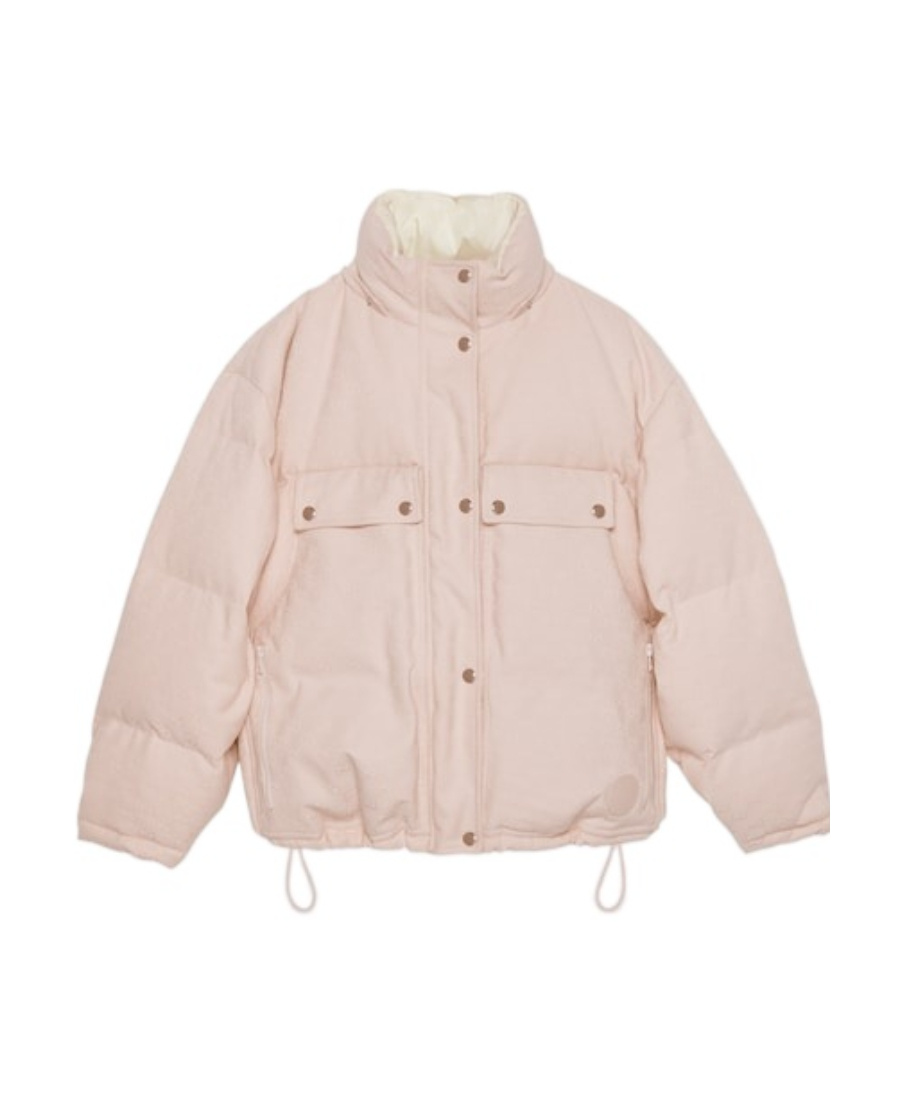 Gucci Puffer-jacke Aus Gg Baumwollcanvas In Pink