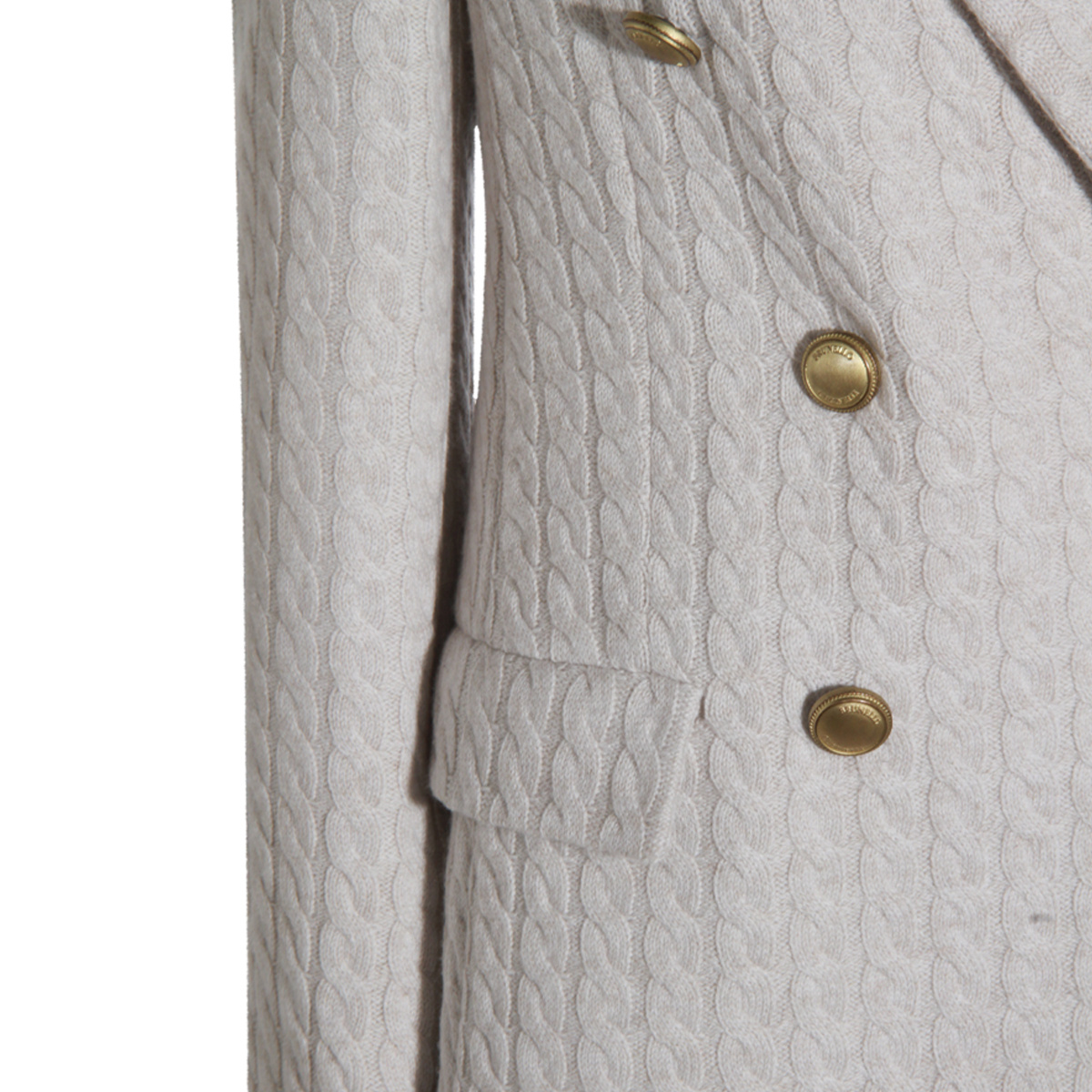 Brunello Cucinelli Cable-knit Double-breasted Coat In Gray