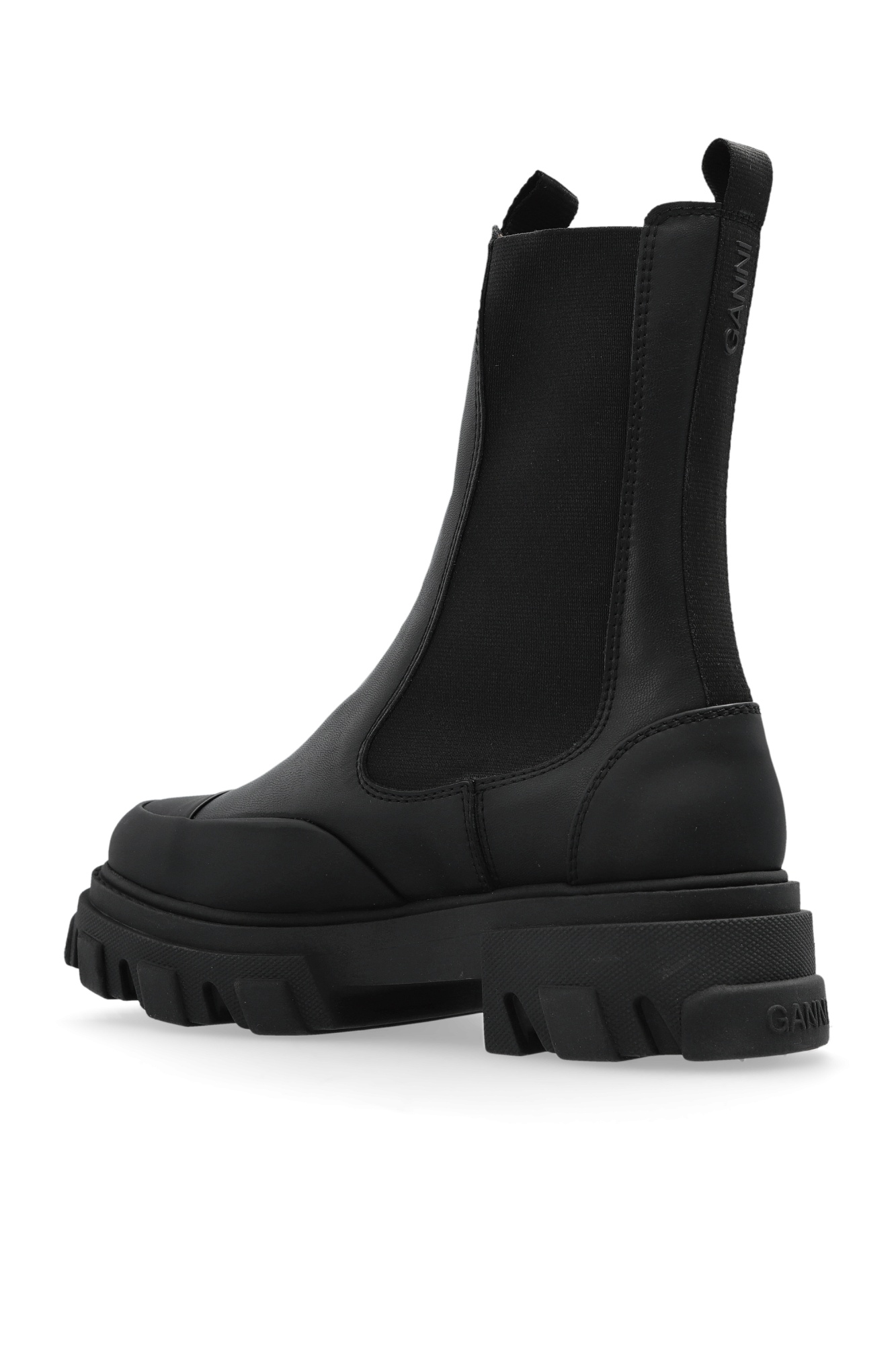 Ganni 55mm Leather Boots With Ankle Height In Black