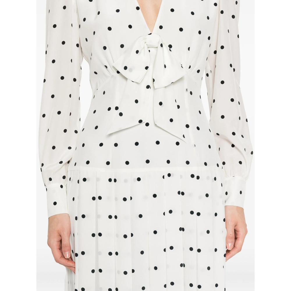 Alessandra Rich Polka-dot Silk Midi Dress In White