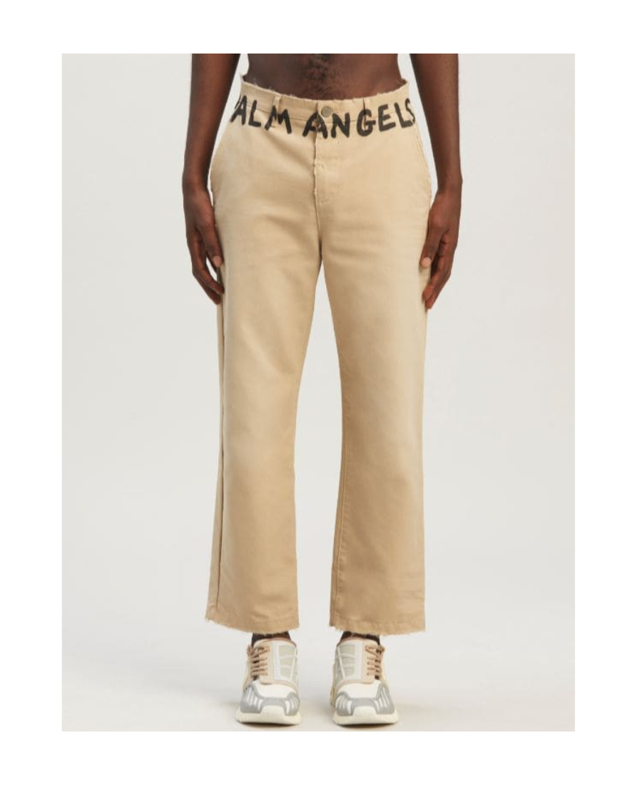 Palm Angels Chino Pants With Logo Branding In Nude