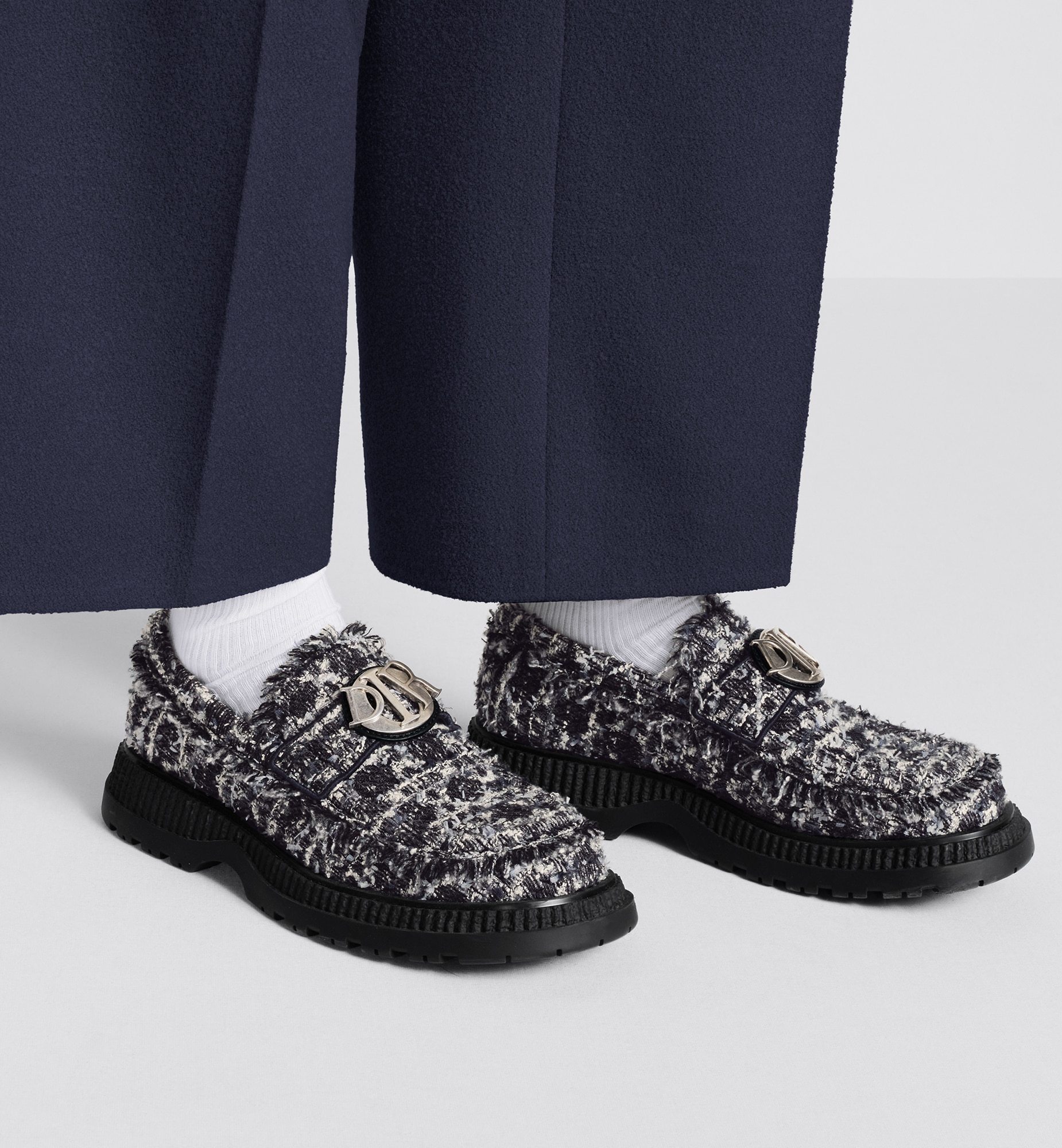 Dior Logo Details Loafers In Black