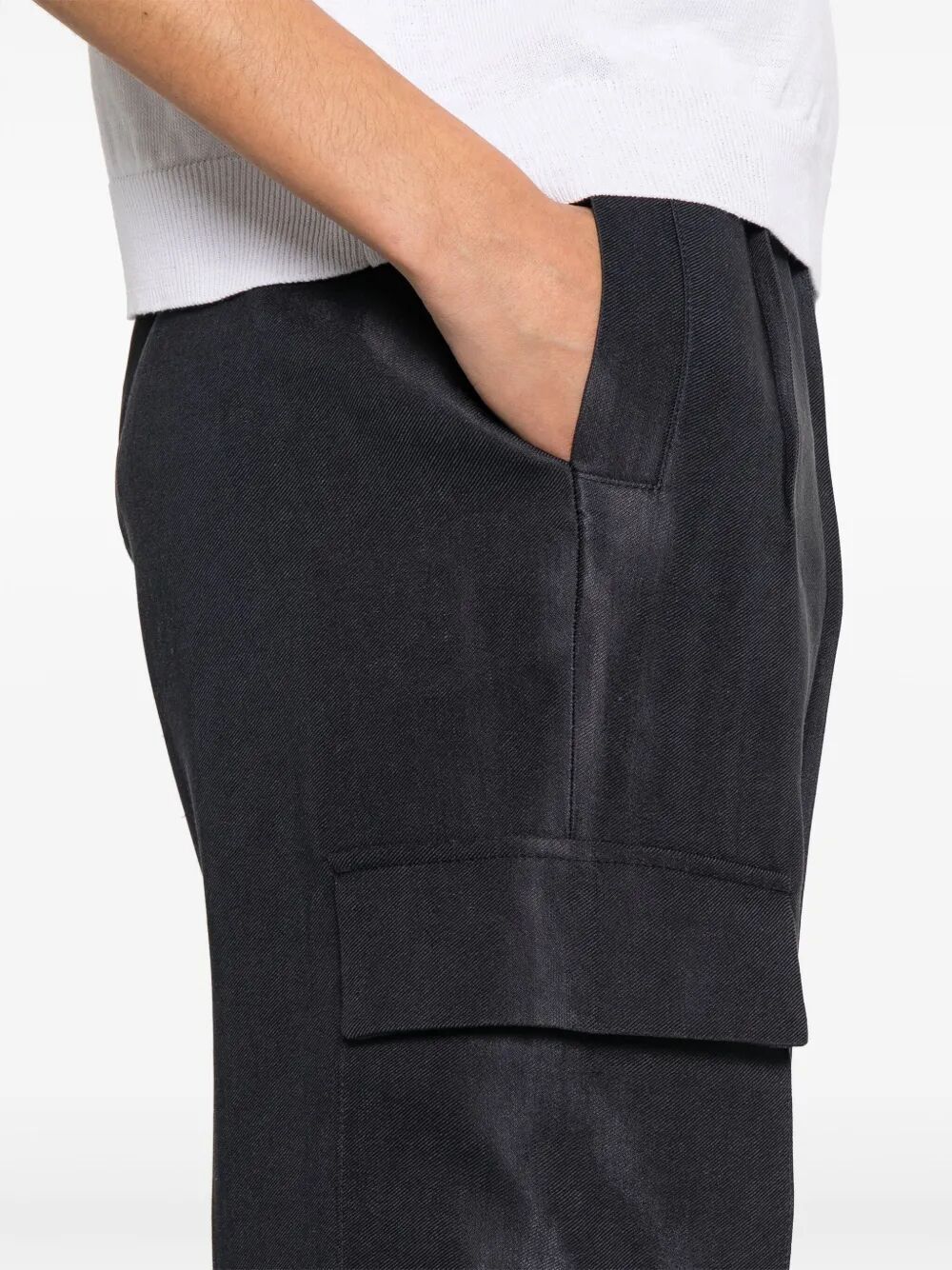 Peserico Wide-leg Relaxed-fit Pants With Cargo Pockets In Blue