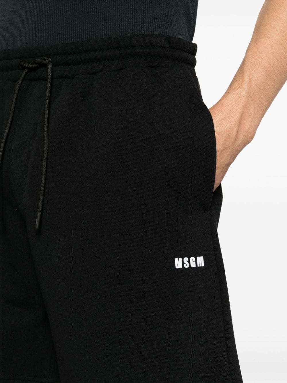 Msgm Logo-print Cotton Track Shorts In Black
