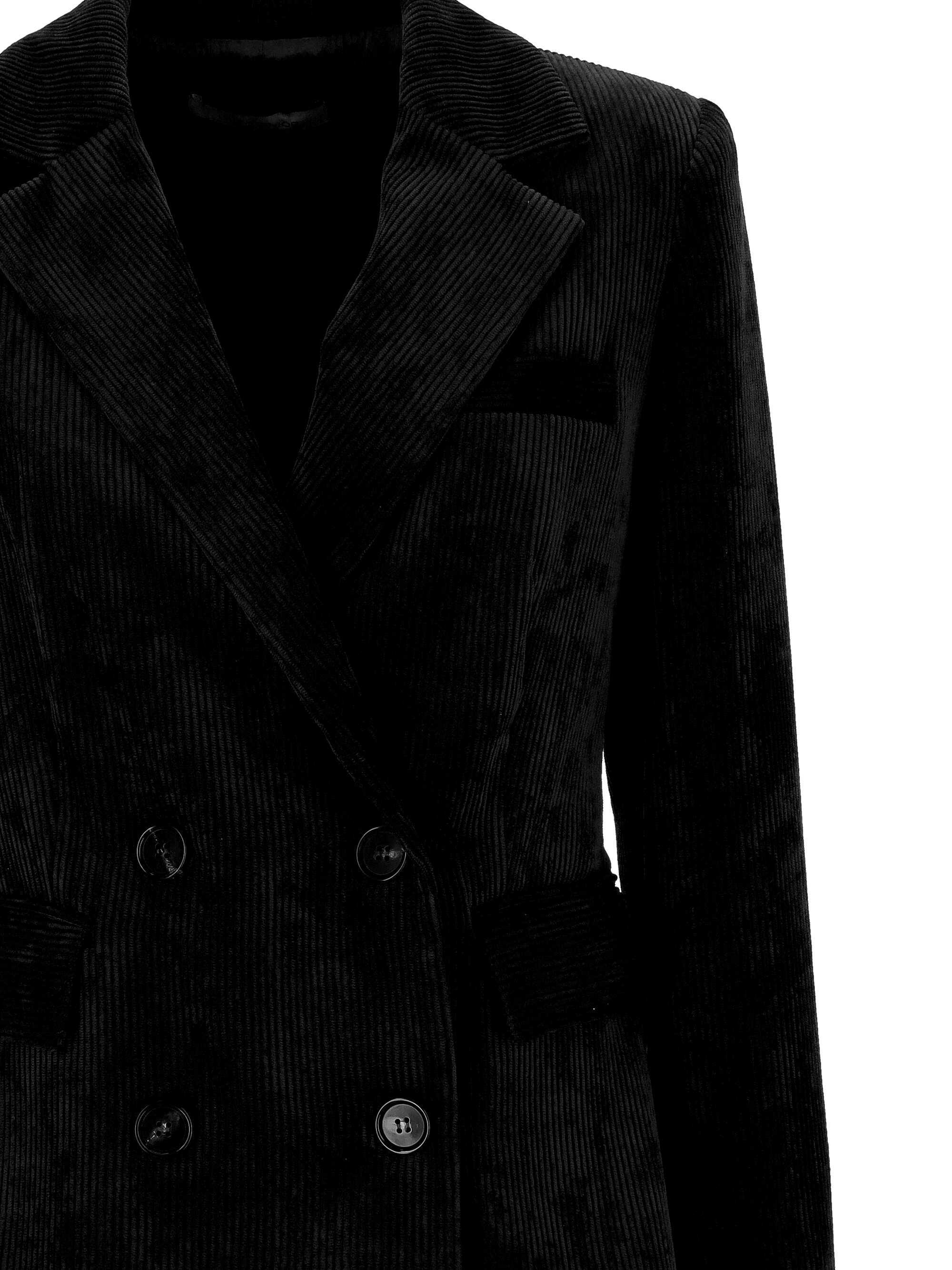 D Exterior Double-breasted Suit Jacket In Black