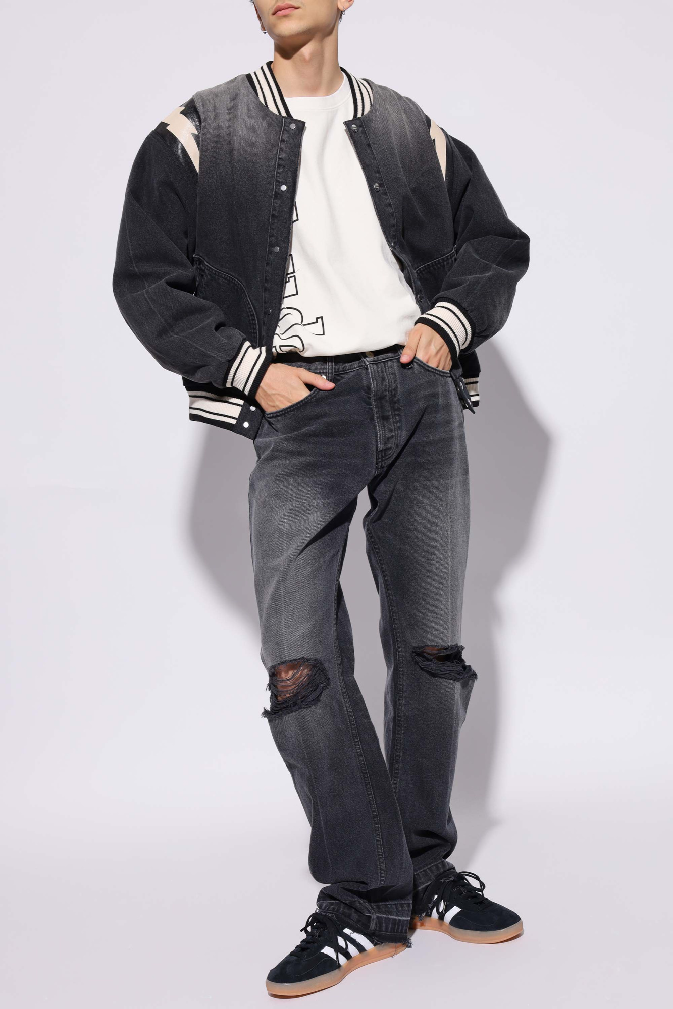 Rhude Distressed Jeans In Black