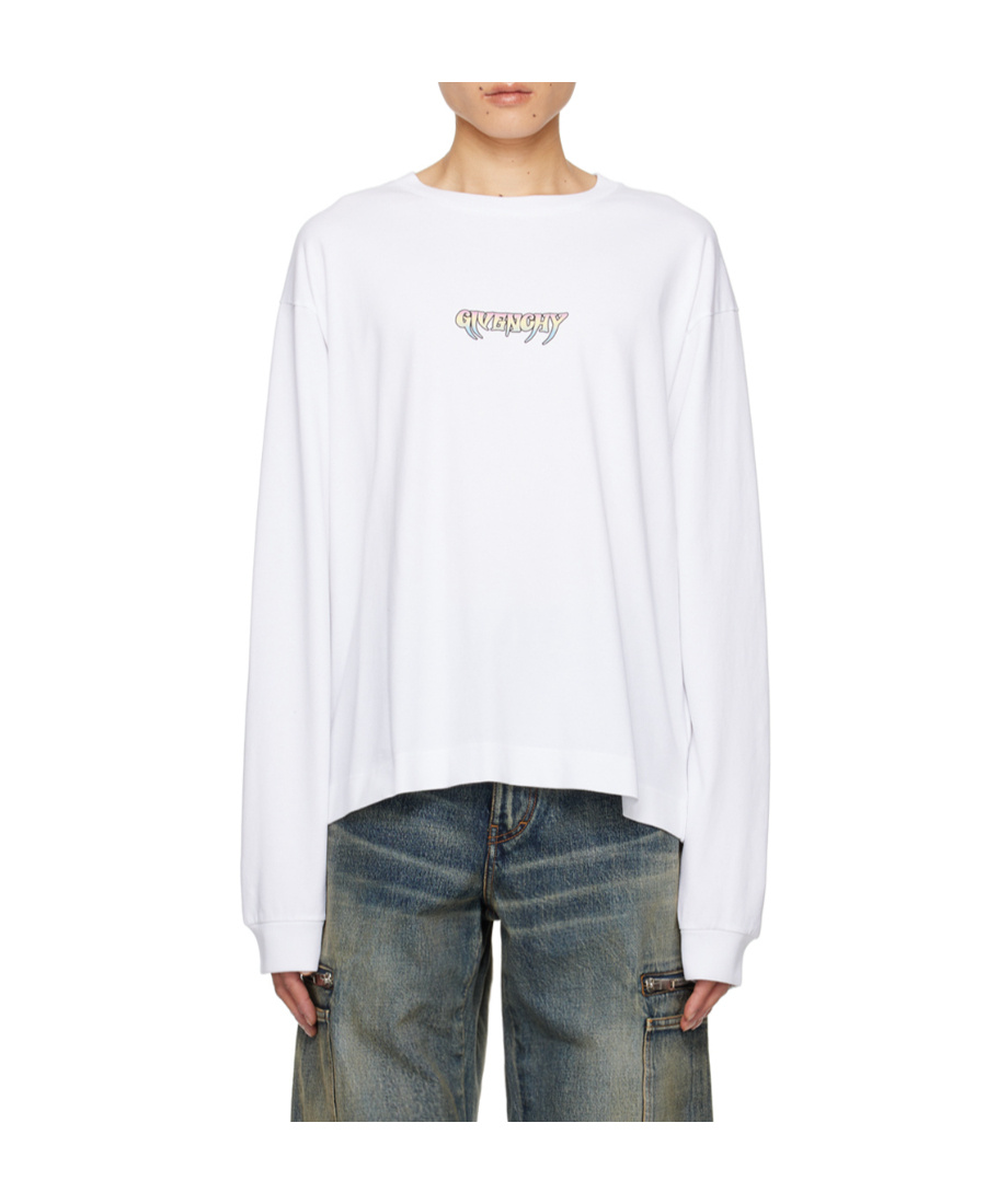 Givenchy Plain Knitted Long-sleeved T-shirt In White