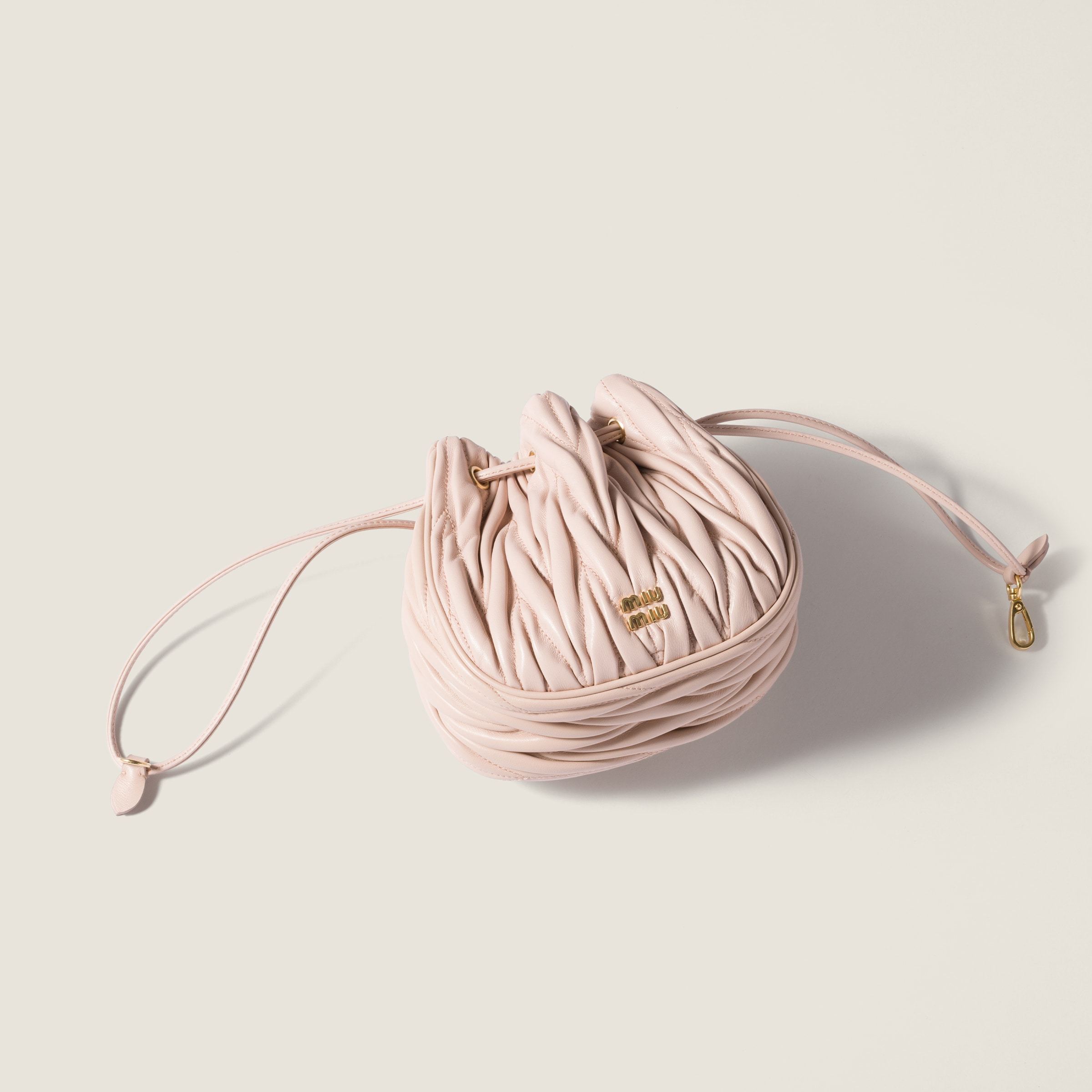 Miu Miu Matelassé Nappa Leather Pouch In Pink