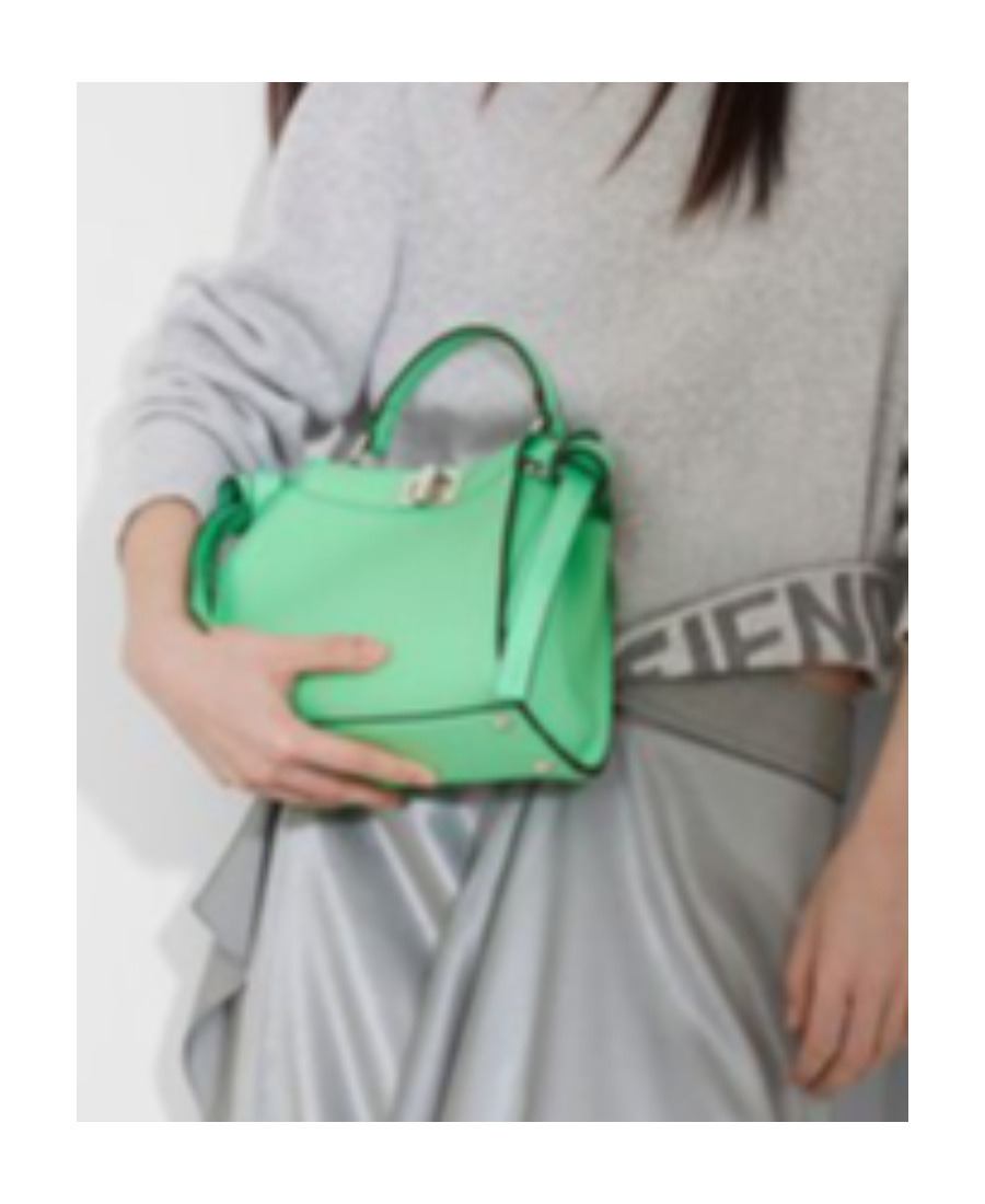 Fendi Mini Peekaboo Leather Bag In Green