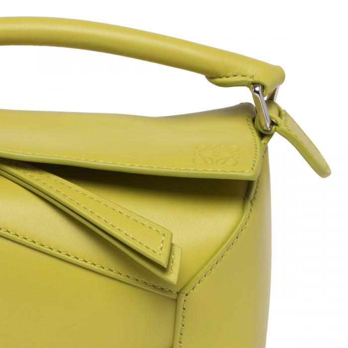 Loewe Mini Puzzle Edge Bag In Satin Calfskin In Green