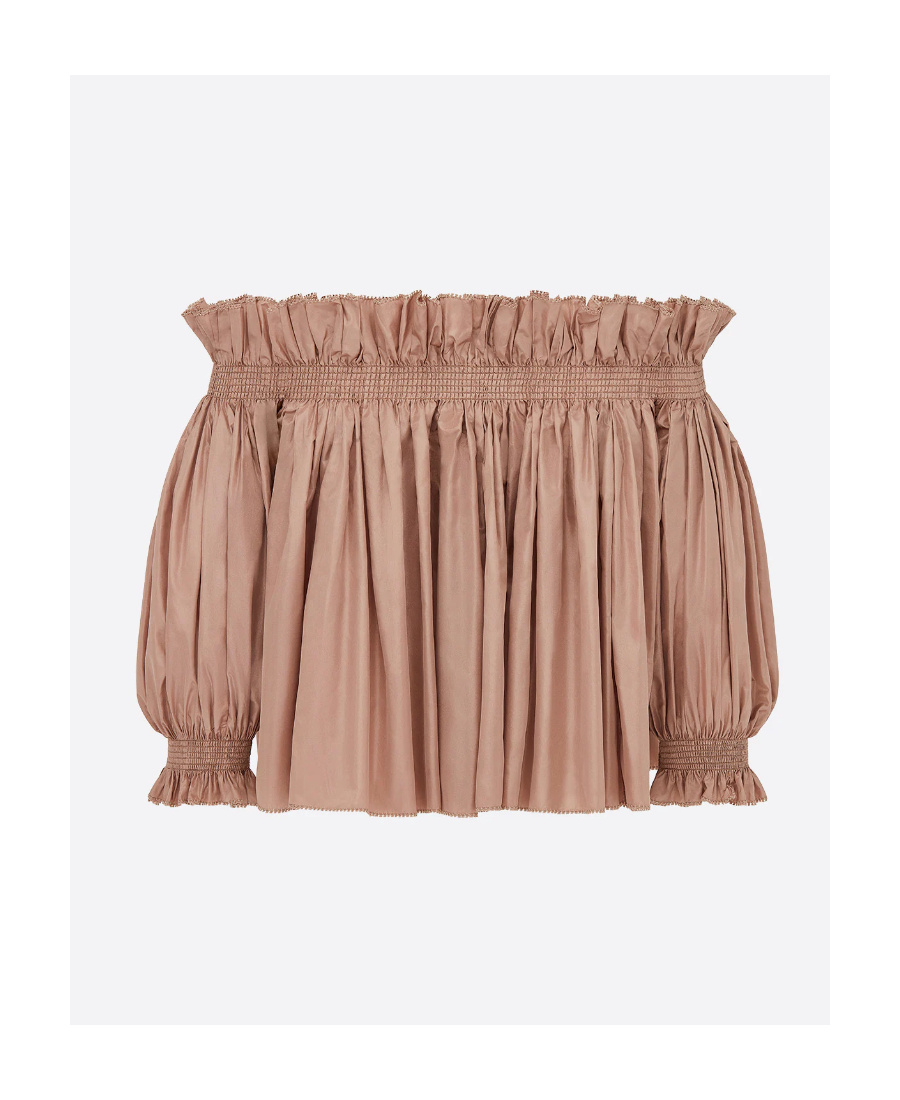 Dior Pleated Strapless Blouse In Nude