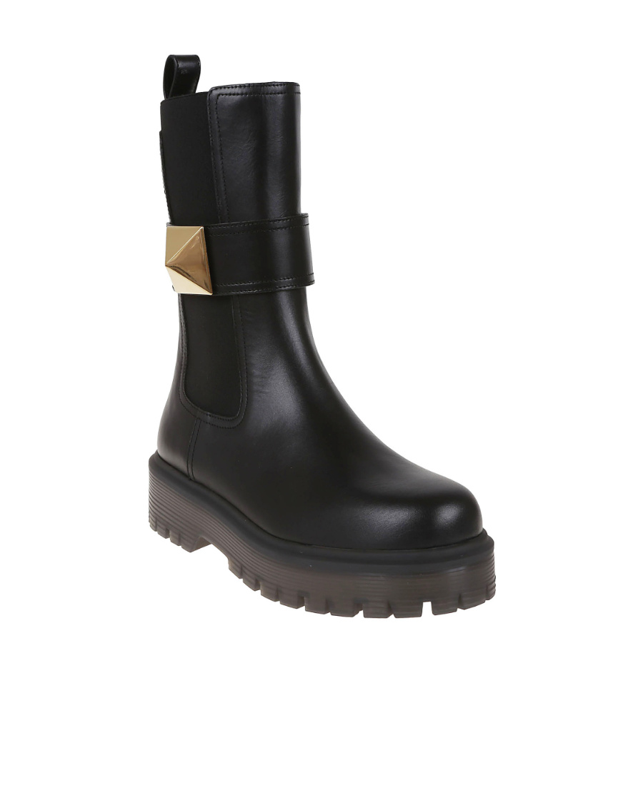 Valentino One Stud Leather Chelsea Boots In Black