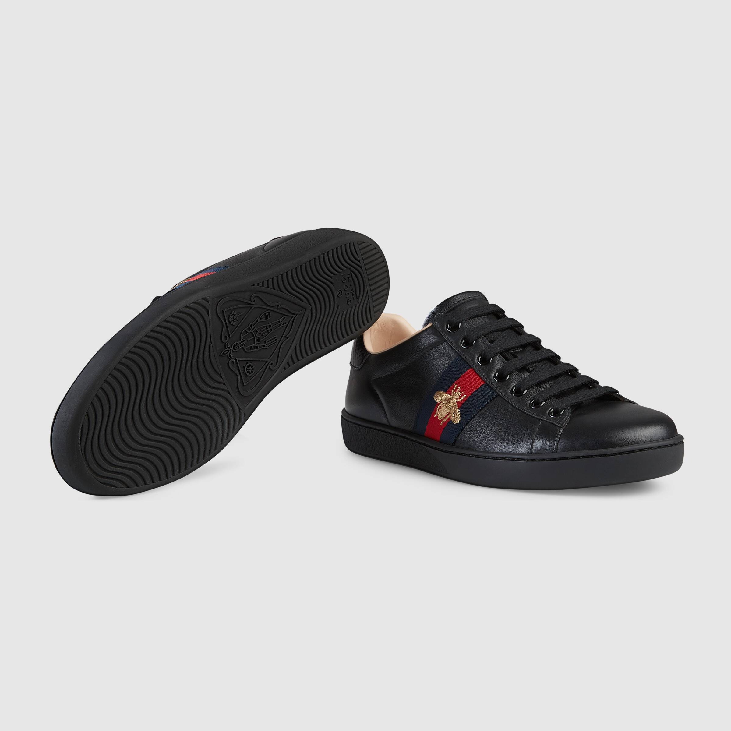 Gucci Ace Series Of Embroidered Sneakers In Black