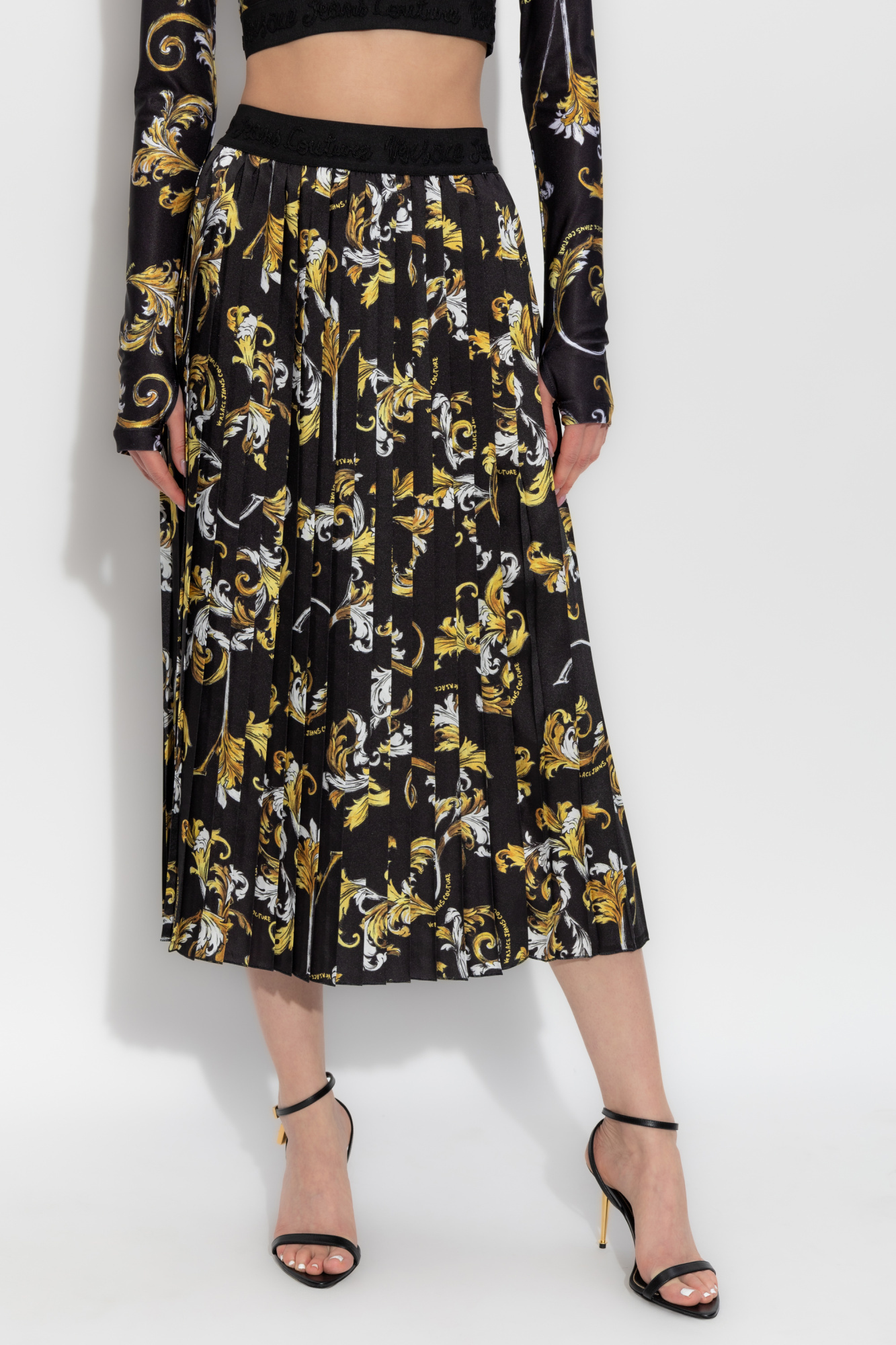 Versace Jeans Pattern Skirt In Black