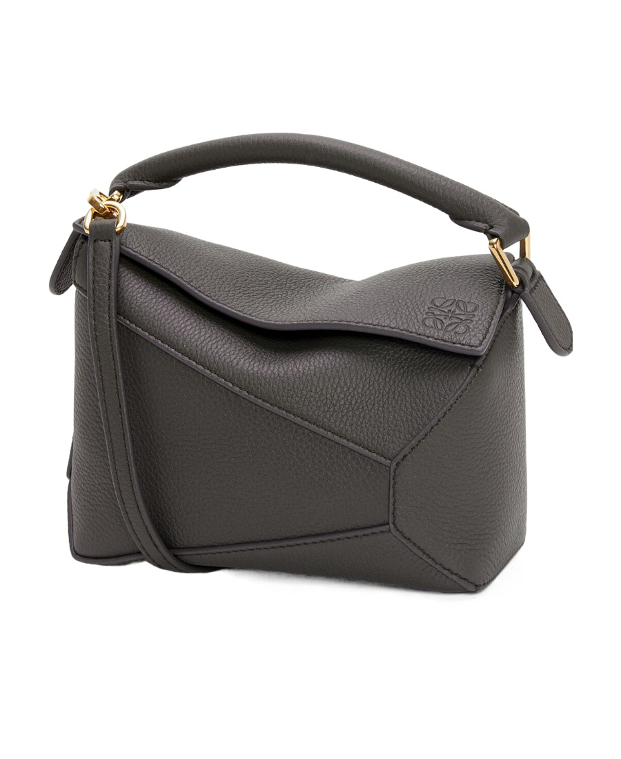 Loewe Puzzle Edge Mini Top-handle Bag In Grained Leather In Black