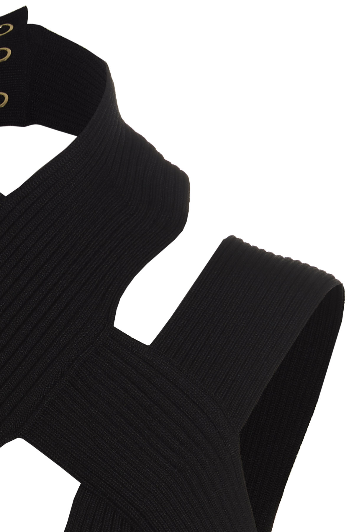 Shop Balmain Cut-out Ribbed Cropped Top In Black
