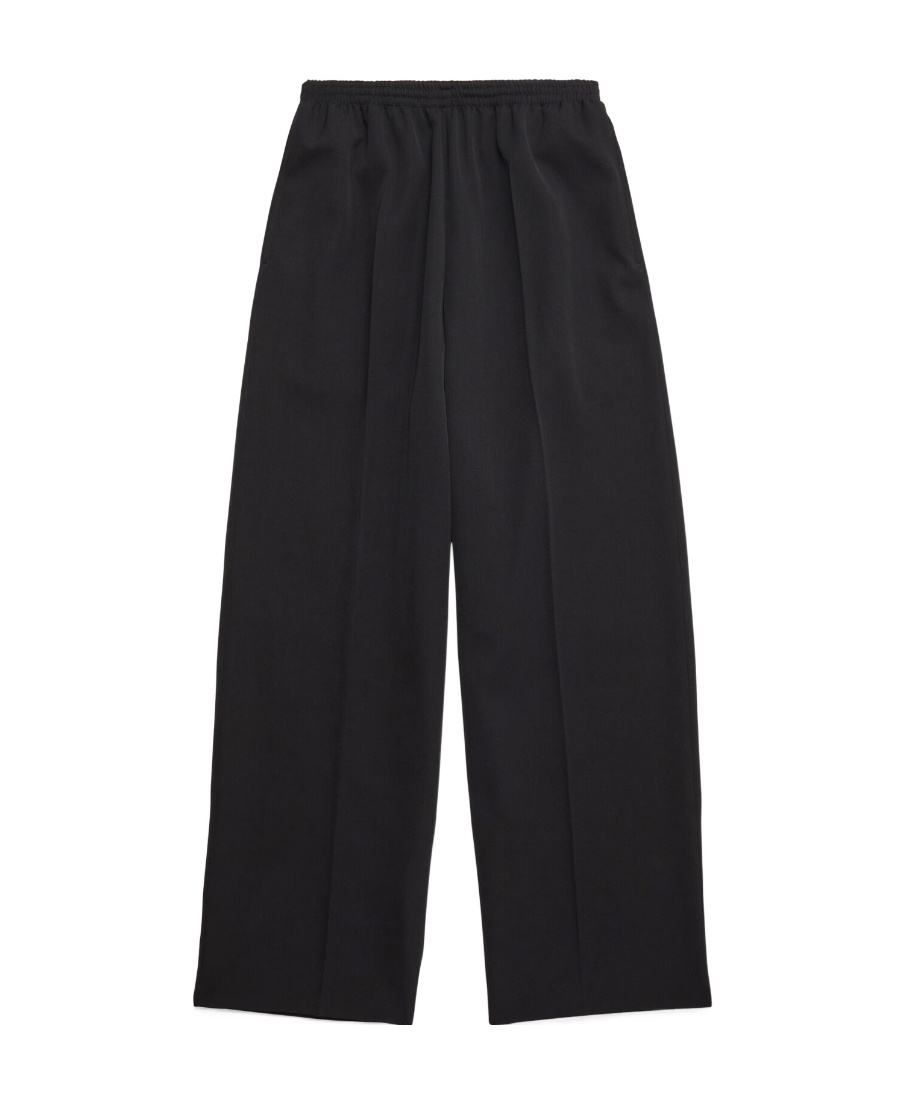 Balenciaga Elasticated Waist Wool Trousers In Black