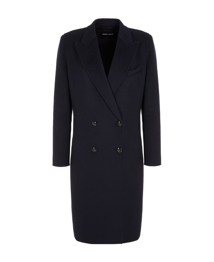 Giorgio Armani Double-breasted Wool Coat In Blue