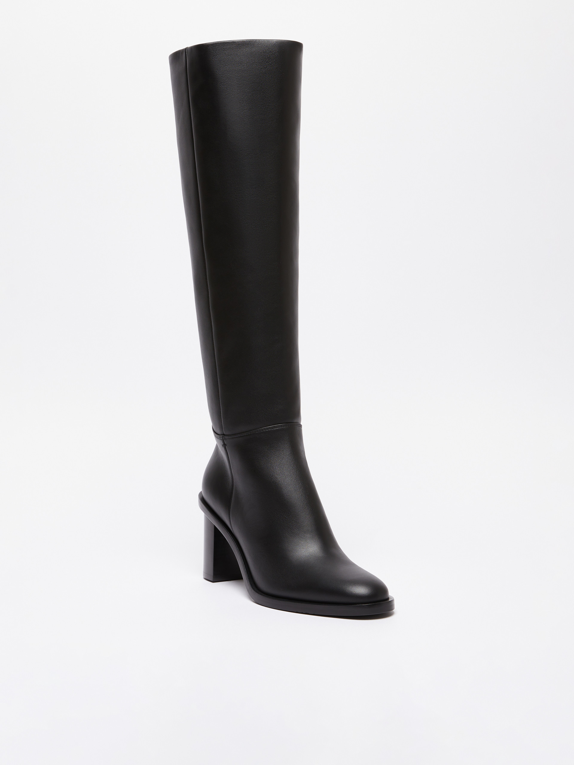 Max Mara Boost 80 Leather Knee-high Boots In Black