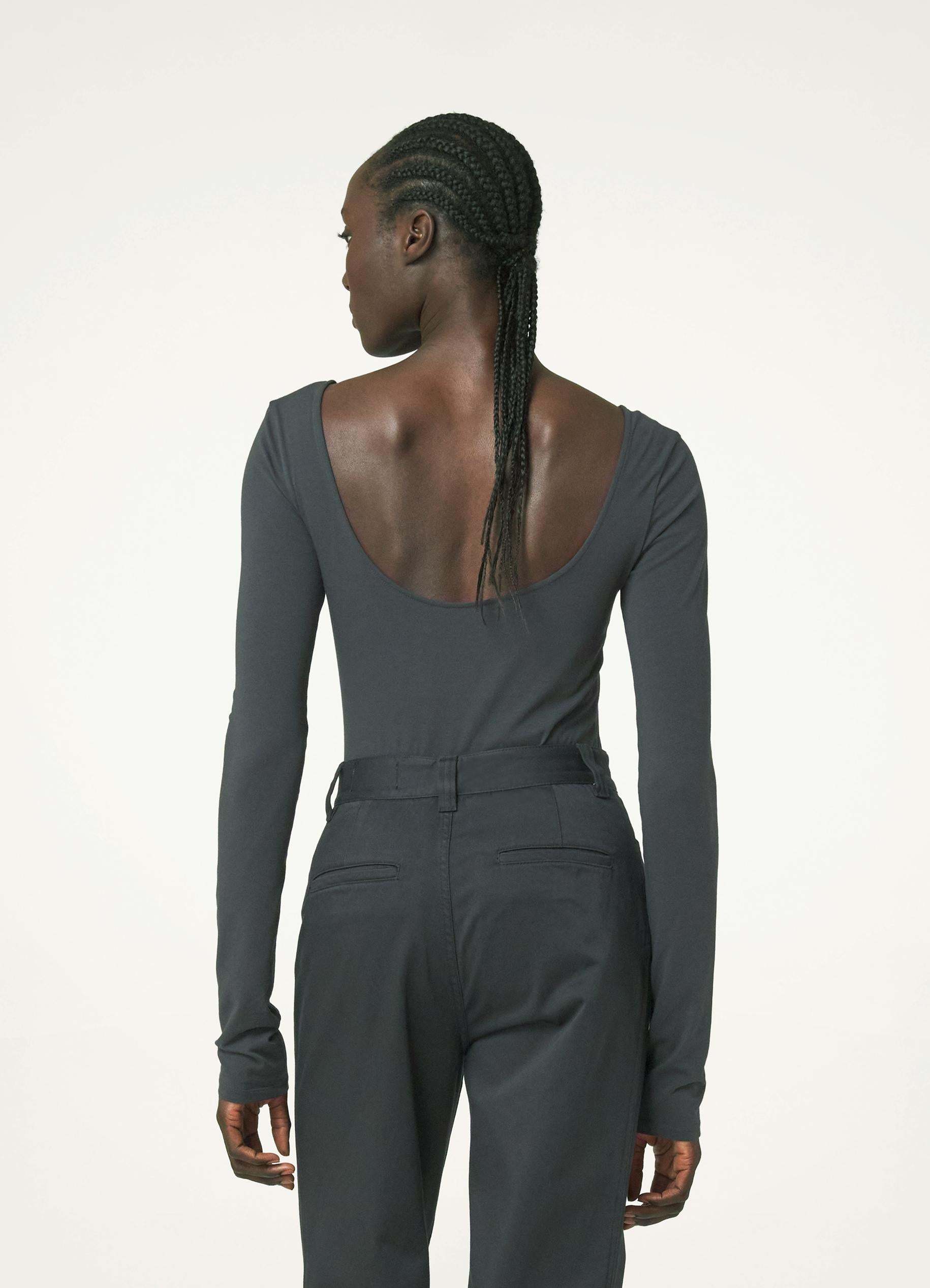 Lemaire Long-sleeve Cotton Bodysuit In Gray