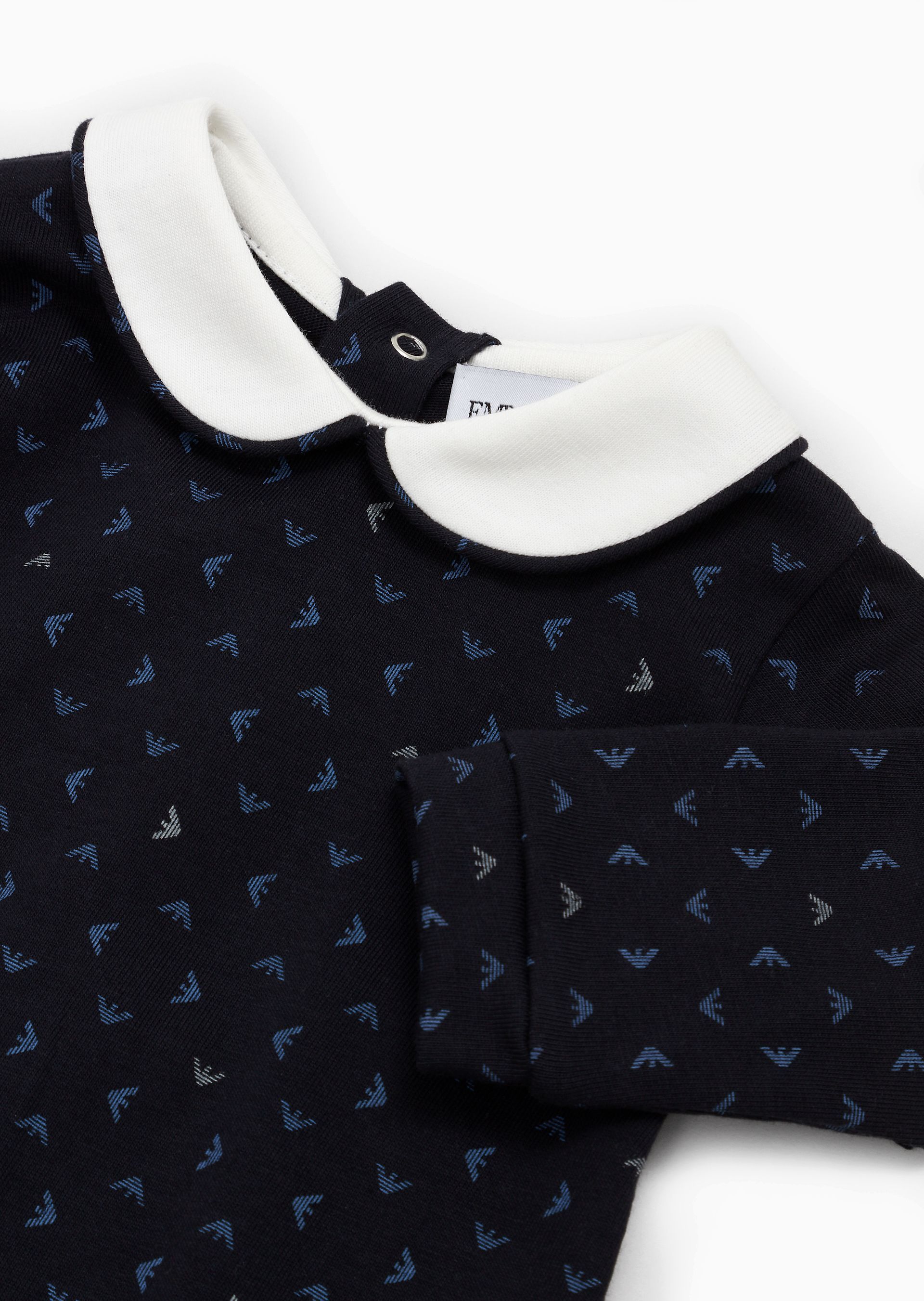 Emporio Armani Monogram-print Cotton Bodysuit In Black