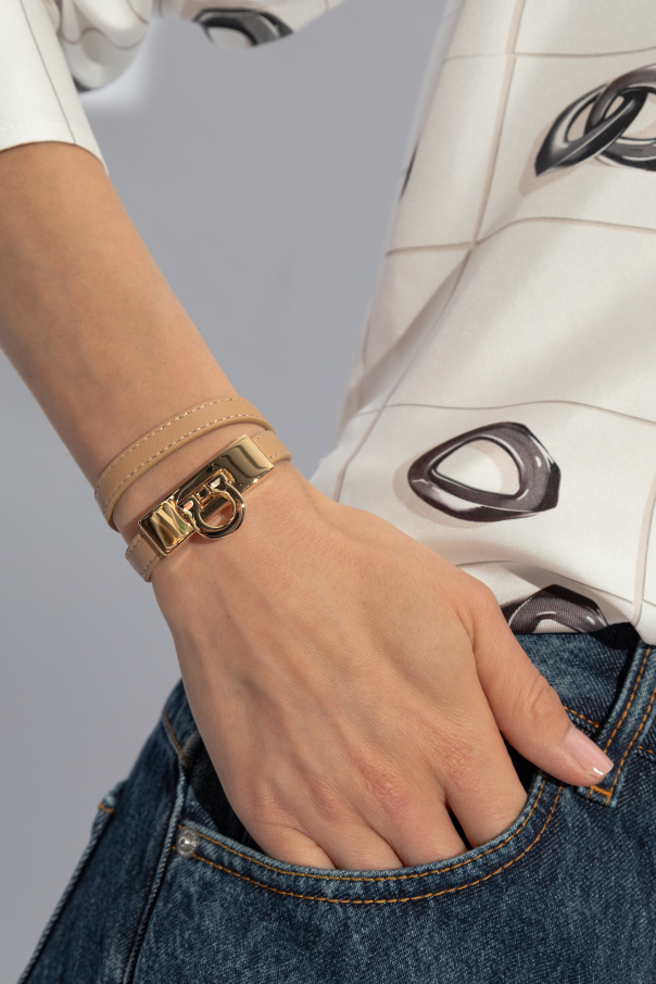 Ferragamo Logo Buckle Bracelet In Yellow