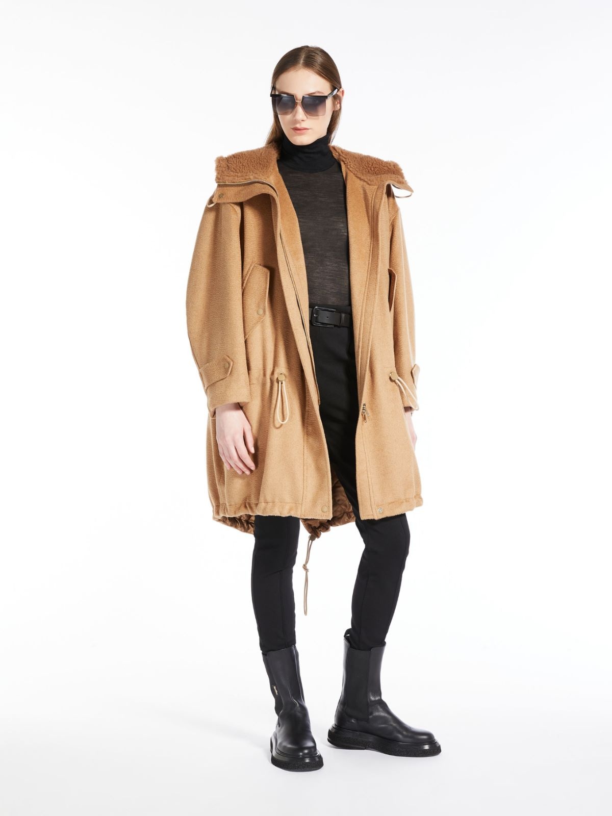 Max Mara Dionea Hooded Parka In Nude
