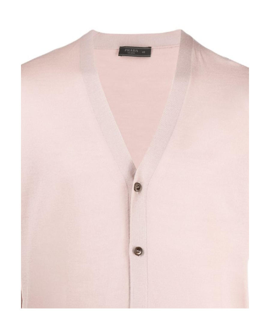 Prada Buttoned Wool Cardigan In Nude