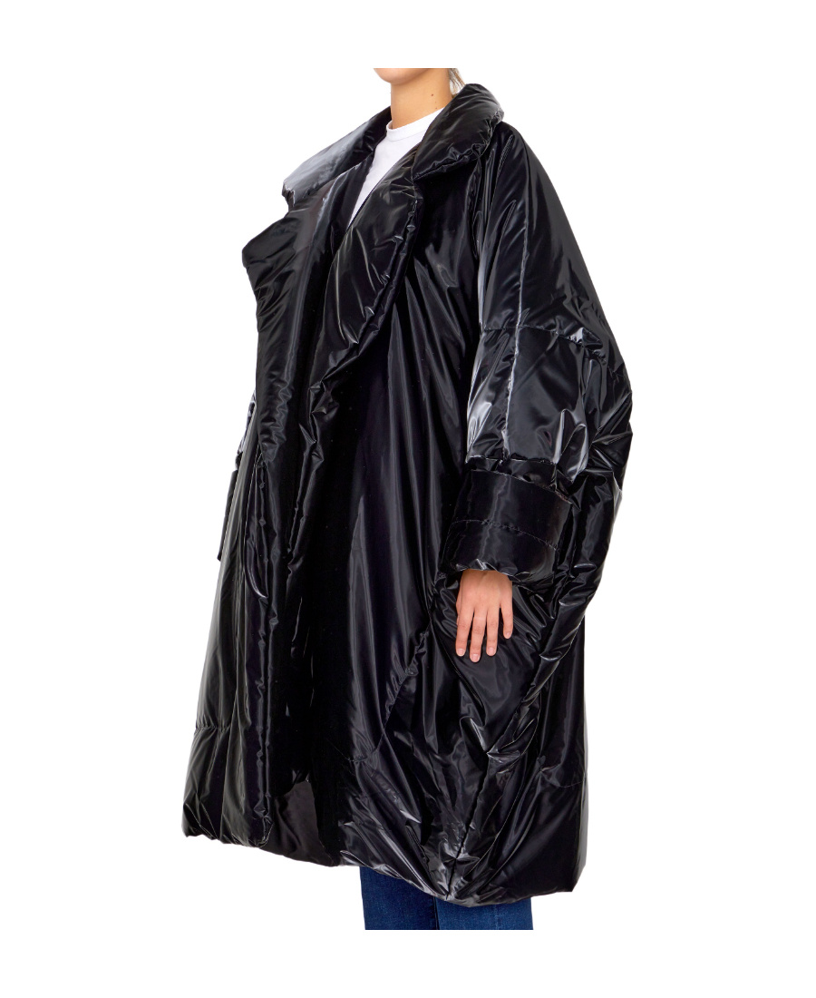 Saint Laurent Lacquered-finish Oversized Coat In Black