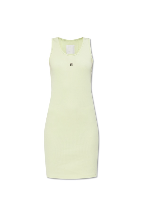 Givenchy 4g Plaque Ribbed-knit Tank Dress In Green