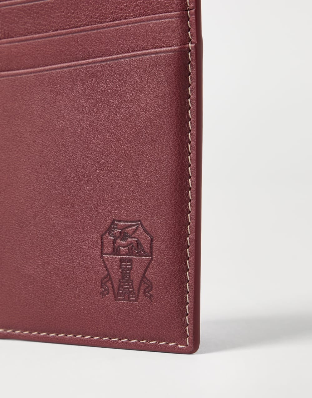 Brunello Cucinelli Debossed-logo Cardholder In Burgundy