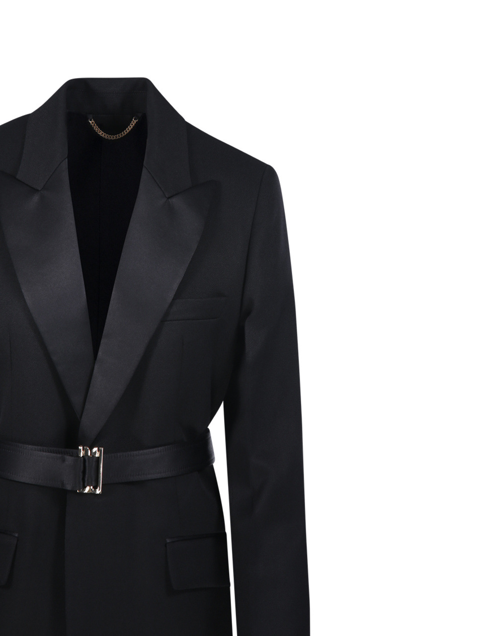 Victoria Beckham Belted Peaked-lapel Jacket In Multi