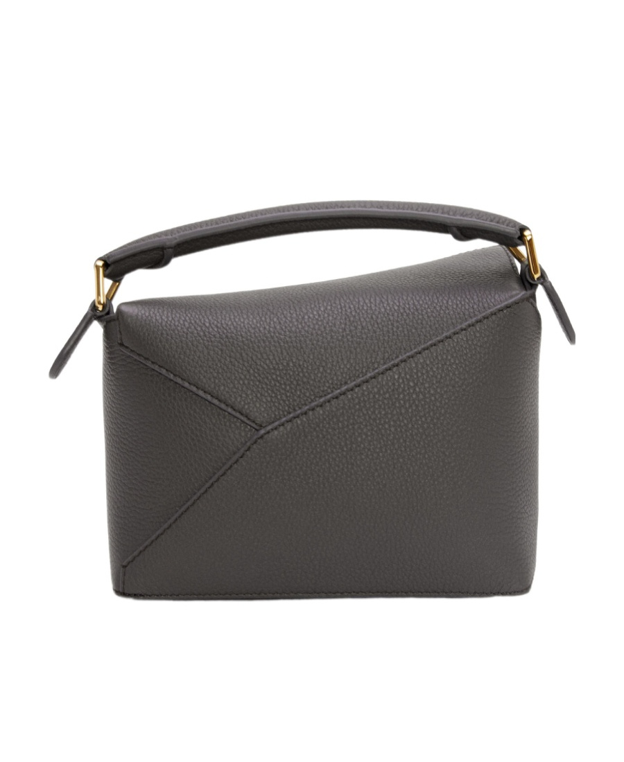 Loewe Puzzle Edge Mini Top-handle Bag In Grained Leather In Black