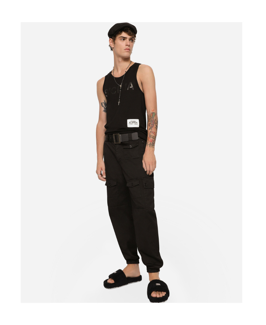 Dolce & Gabbana Cargo Pants With High Waist And Multiple Pockets In Black
