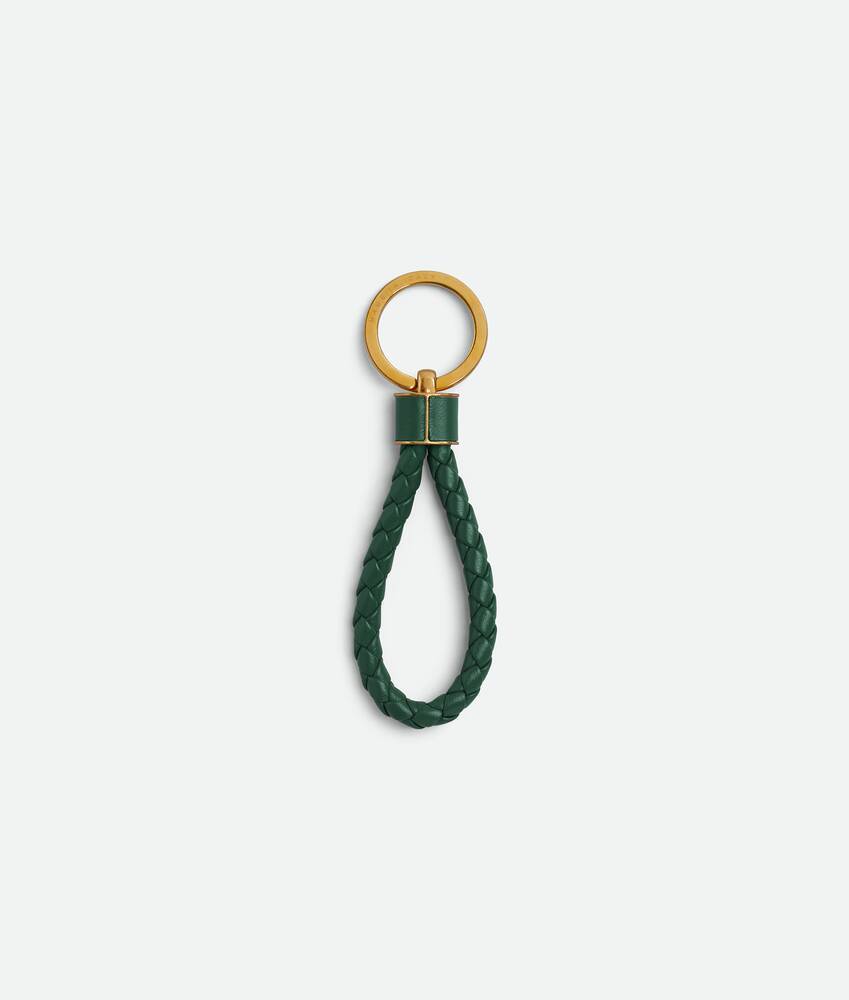 Bottega Veneta Intrecciato Leather Keyring In Green