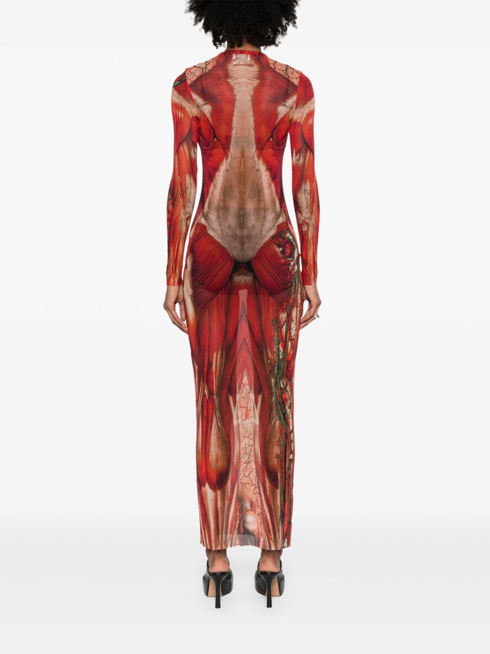 Shop Jean Paul Gaultier Écorché-print Tulle Maxi Dress In Pink