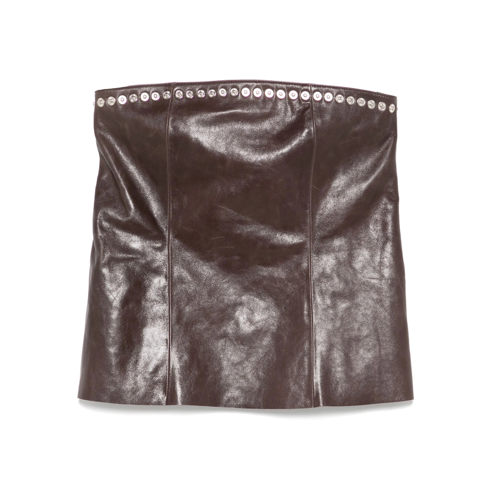 Paloma Wool Leather Mini Skirt In Brown