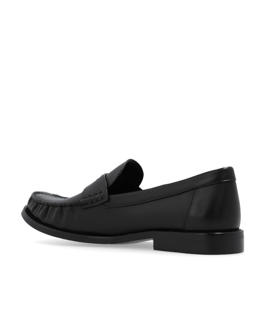 Shop Coach Logo-plaque Leather Loafers In Black