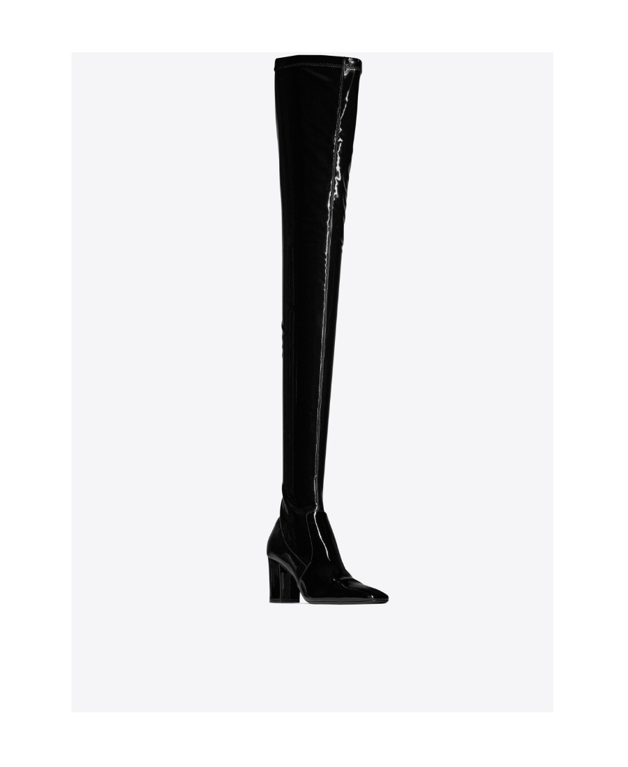 Saint Laurent Joelle 70mm Patent-finish Boots In Black