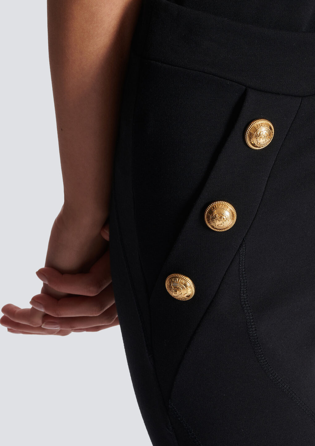 Balmain Jersey Leggings With 6 Buttons In Black