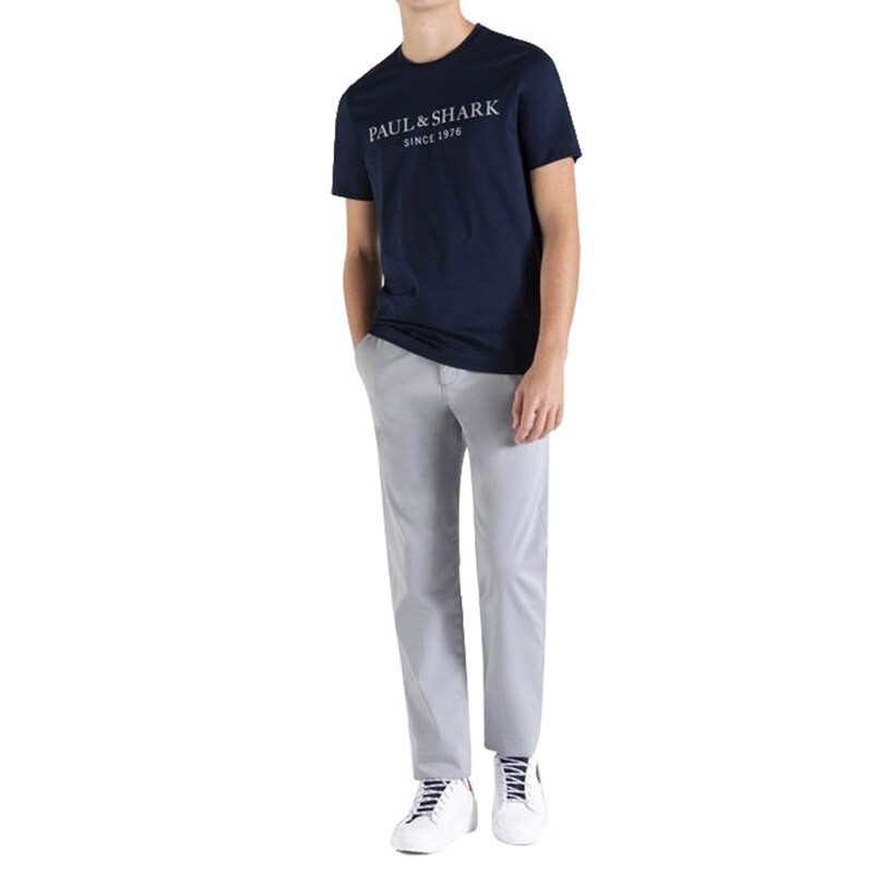 Paul & Shark Navy Blue Round Collar Short-sleeved T-shirt In Black