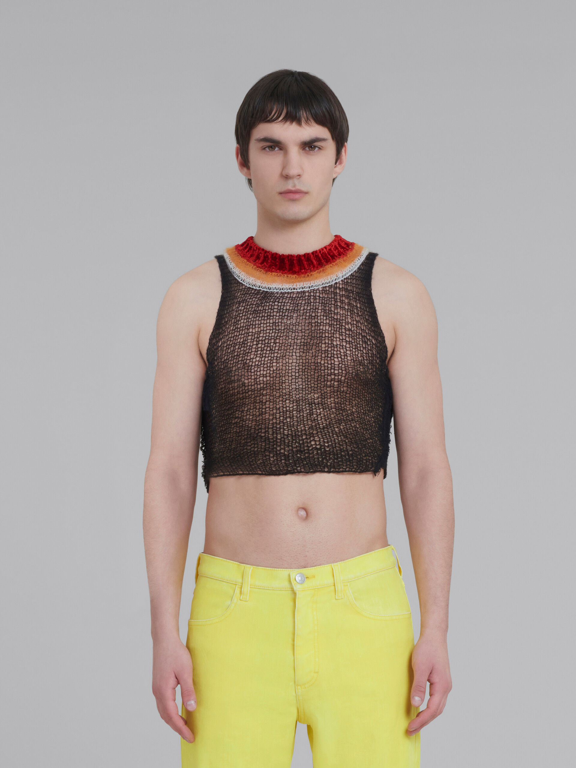 Shop Marni Black Wool-cashmere Top With Cutout In Gray