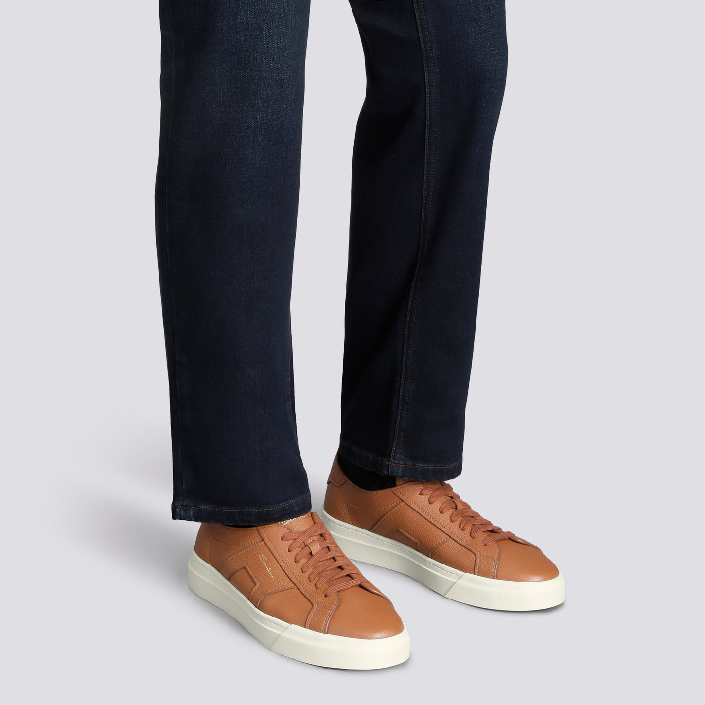 Santoni Men's Double Buckle Lace Up Sneakers In White