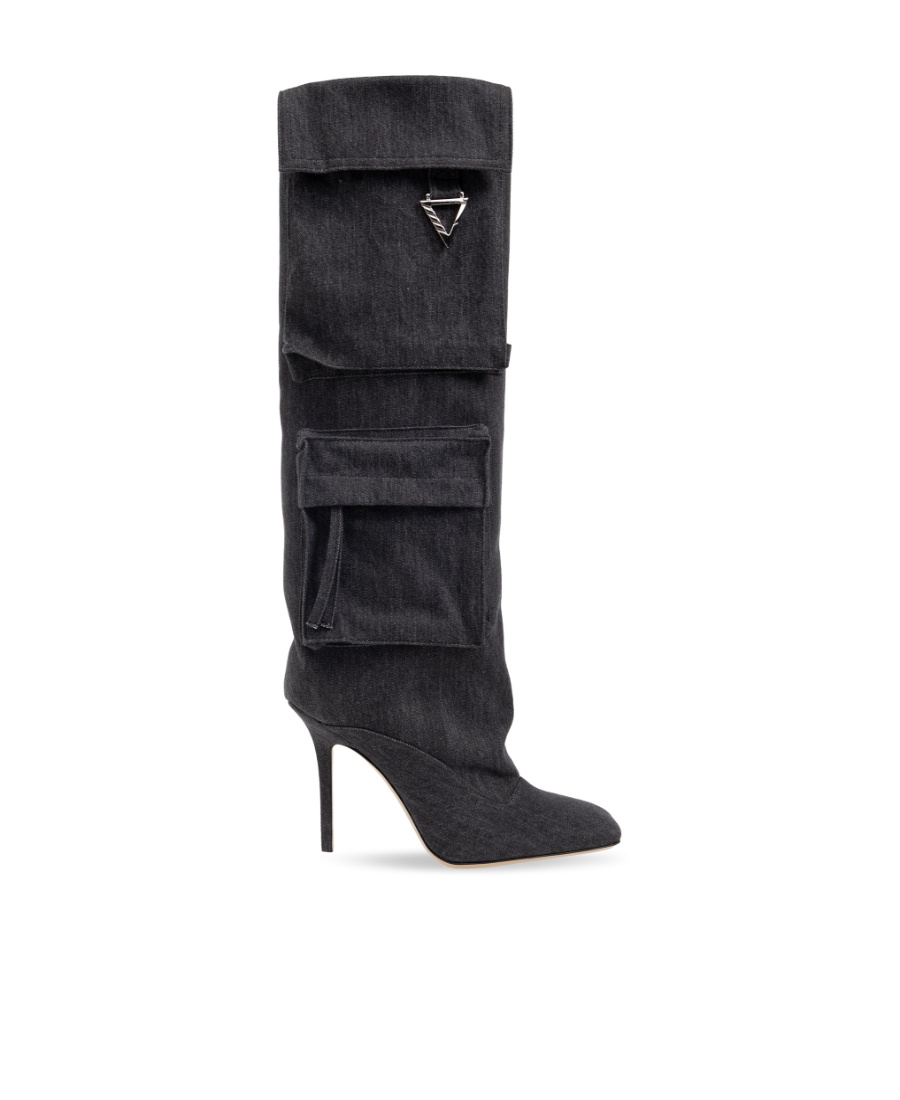 Shop Attico Sienna 105mm Denim Boots In Black