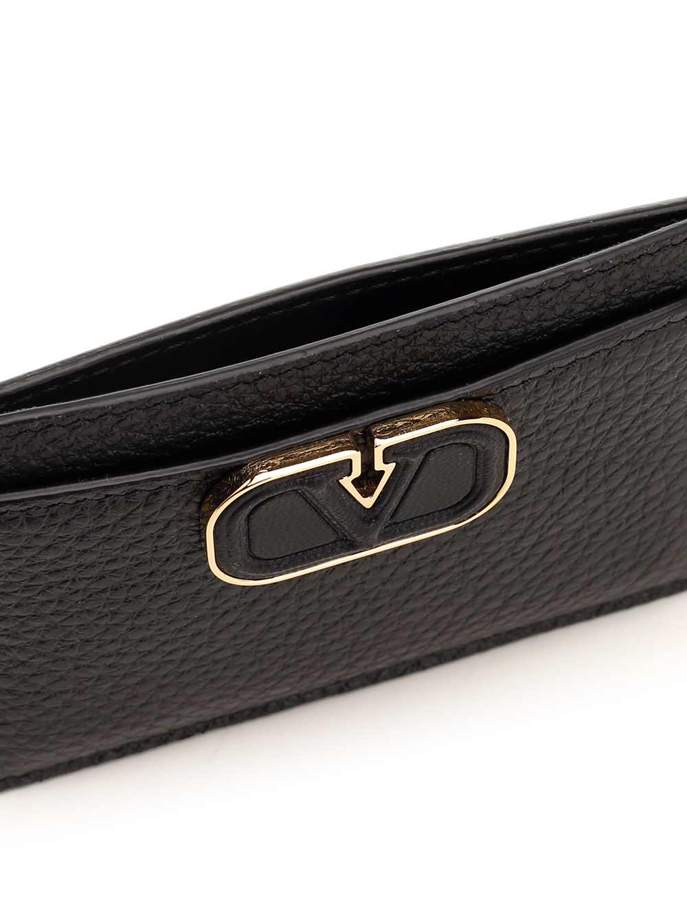Valentino Vlogo Signature Leather Cardholder In Black