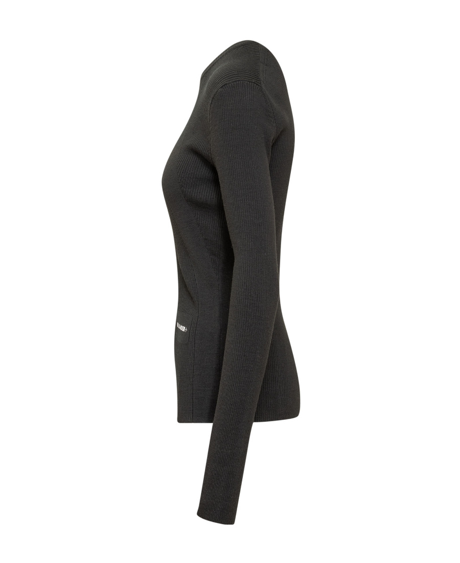 Jil Sander Logo-patch Ribbed-knit Jumper In Black
