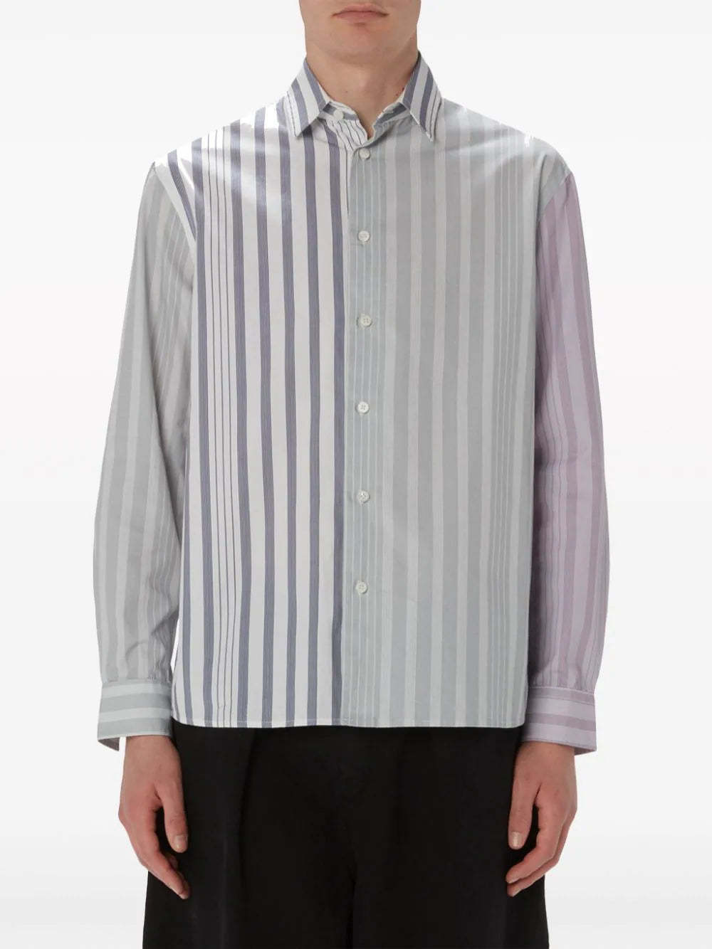 Jw Anderson Striped Cotton Poplin Shirt In Gray