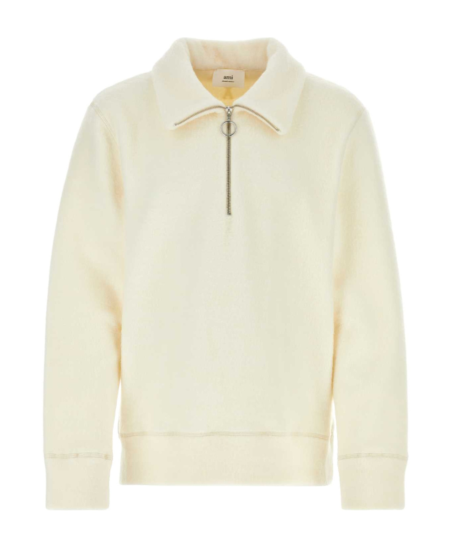 Ami Alexandre Mattiussi Ami Paris Long Sleeved Half-zipped Sweatshirt In White